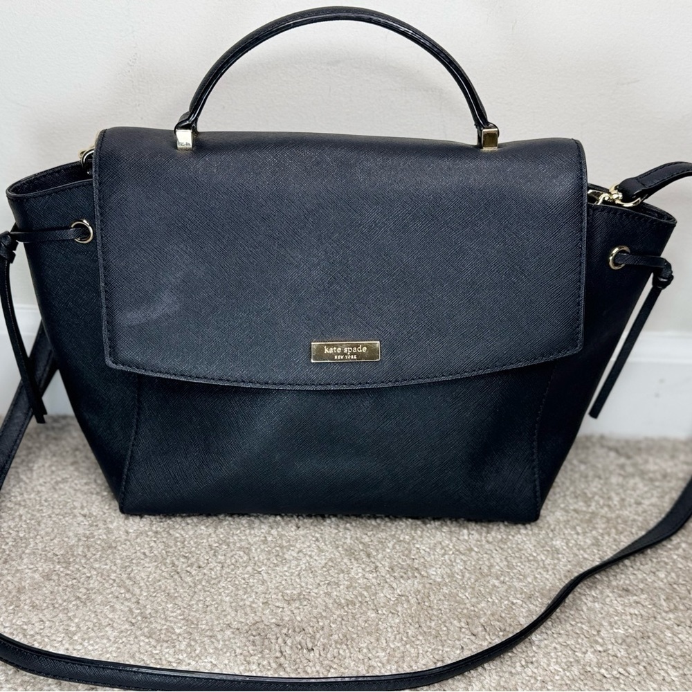 Kate Spade Lilah Laurel Black Classic Satchel Purse Crossbody Shoulder Bag